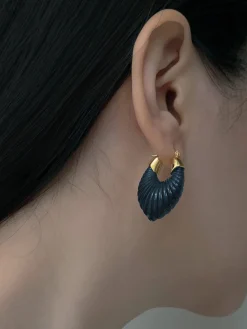 Sculptural Hoops - Dark Blue