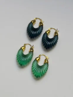 Sculptural Hoops - Dark Blue