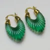 Sculptural Hoops - Emerald Green