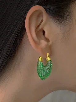 Sculptural Hoops - Emerald Green