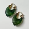 Sculptural Hoops - Moss Green