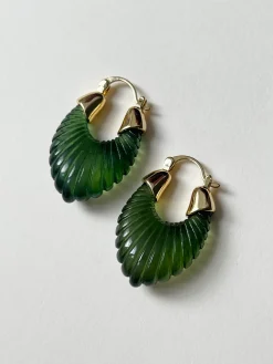 Sculptural Hoops - Moss Green