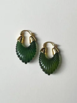 Sculptural Hoops - Moss Green