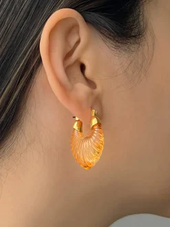Sculptural Hoops - Orange