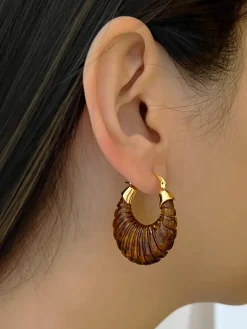 Sculptural Hoops Maxi - Dark Brown