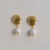 Seashell Pearl Earrings