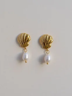 Seashell Pearl Earrings