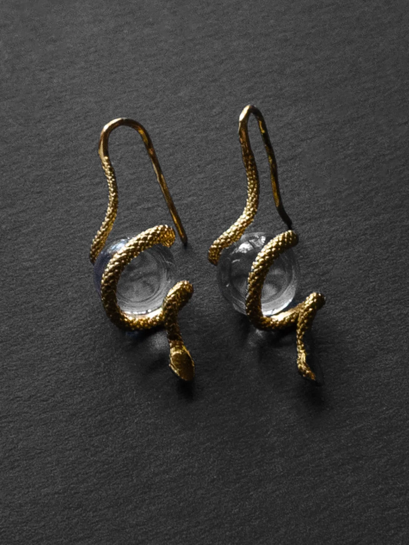 Serpent Orb Earrings - Clear
