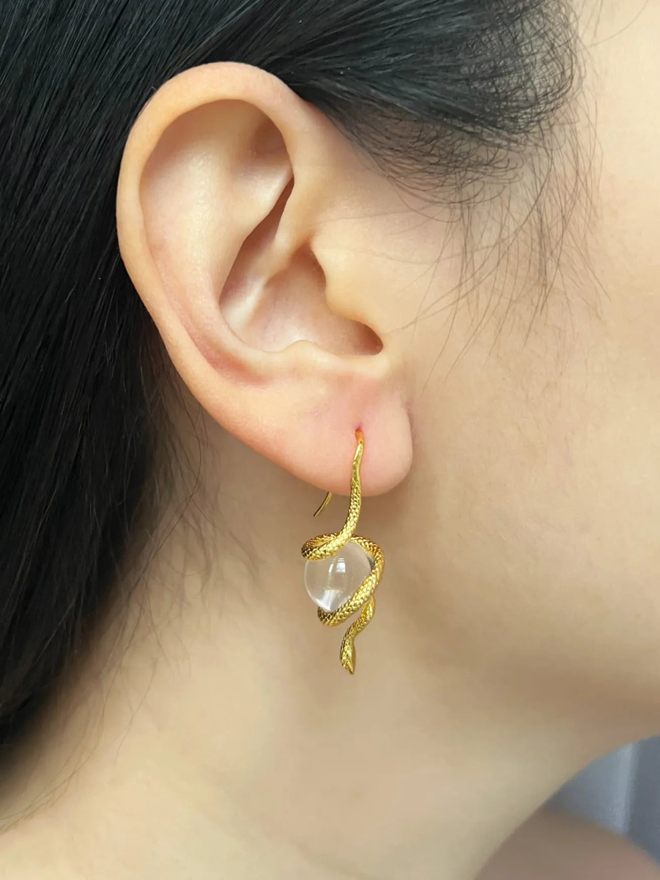Serpent Orb Earrings - Clear