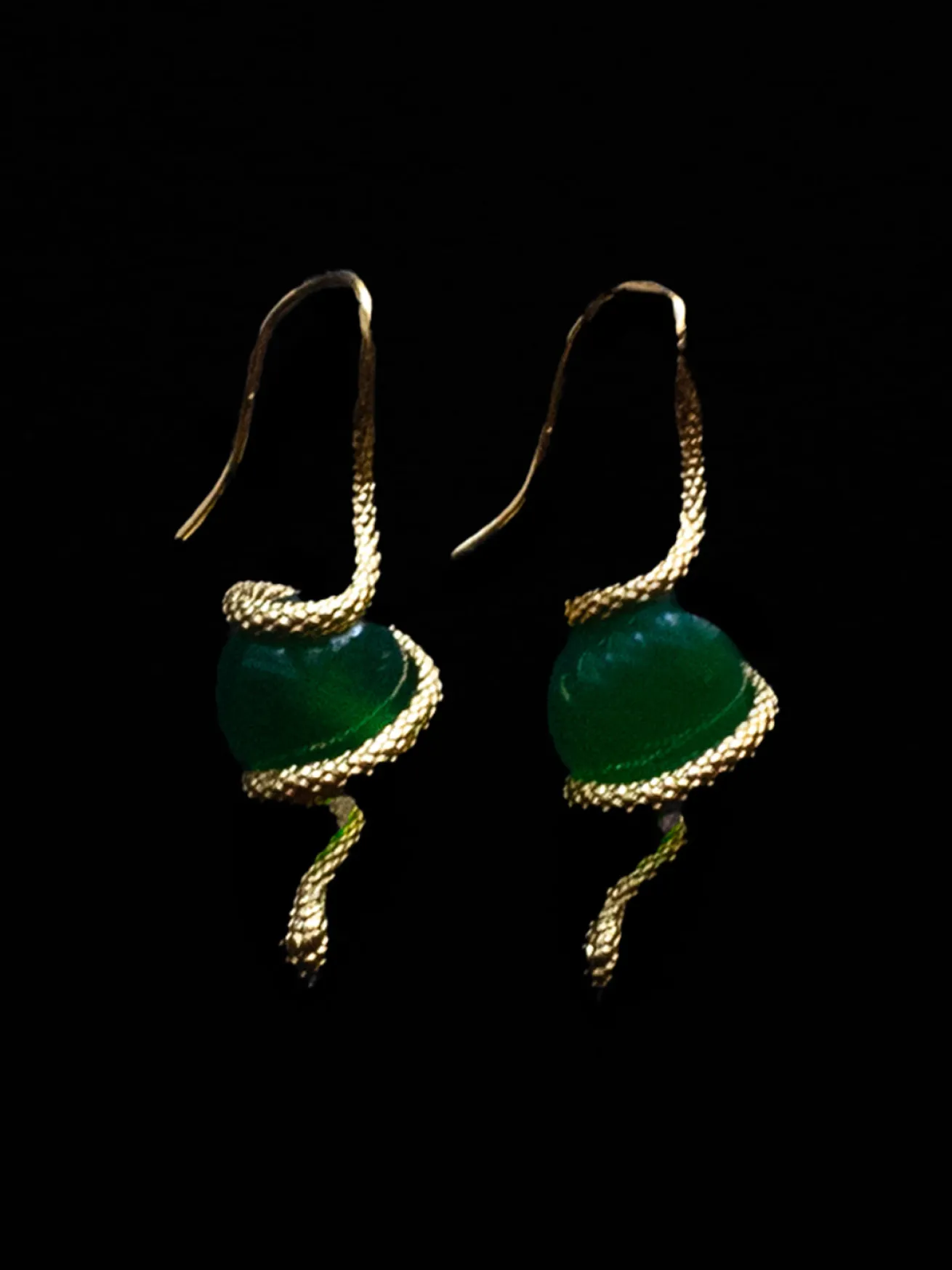 Serpent Orb Earrings - Green