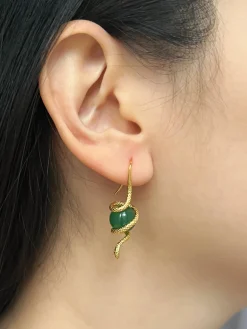 Serpent Orb Earrings - Green