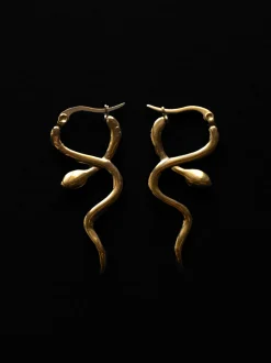 Serpent Snare Earrings - Gold