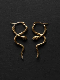 Serpent Snare Earrings - Gold