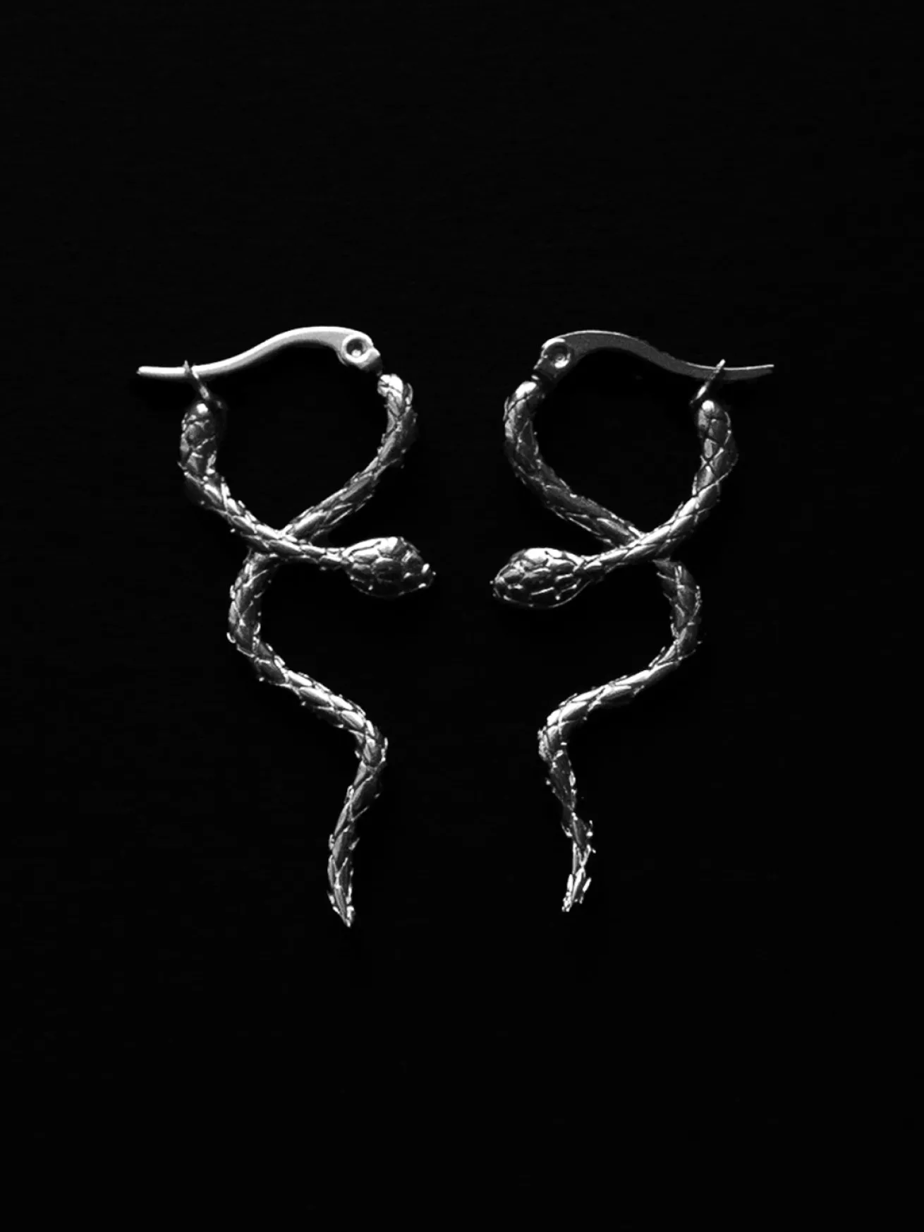 Serpent Snare Earrings - Silver