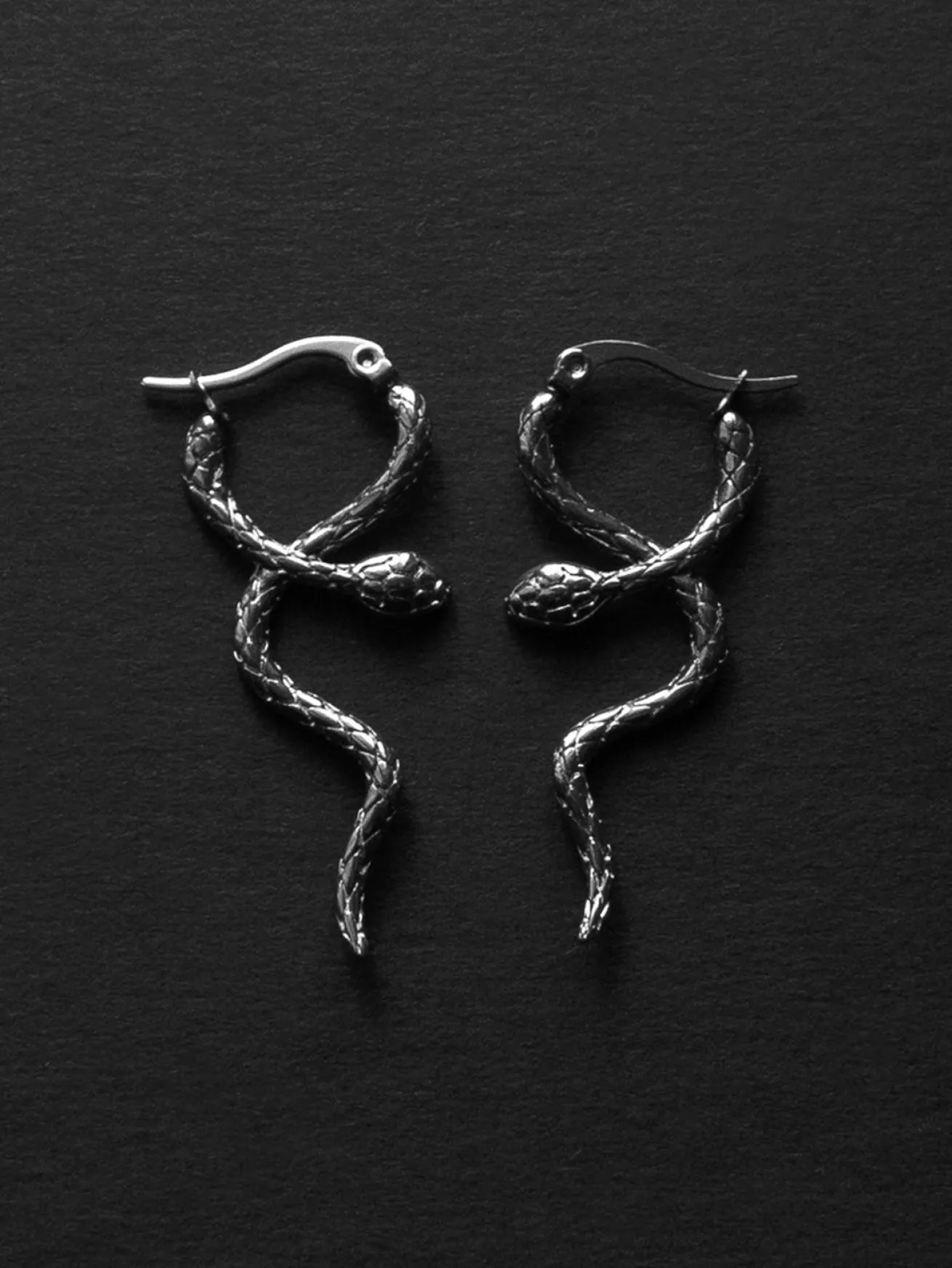 Serpent Snare Earrings - Silver