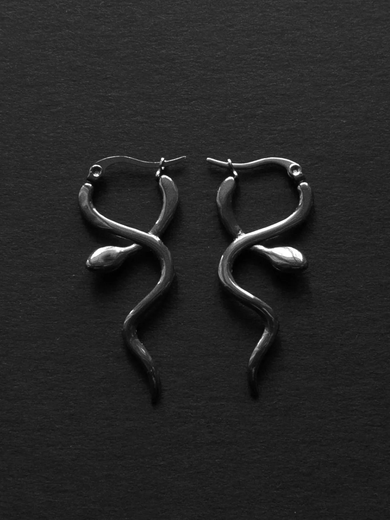 Serpent Snare Earrings - Silver