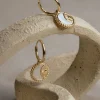 Shell Crescent and Sun Pendant Hoops