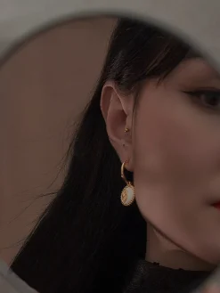 Shell Crescent and Sun Pendant Hoops