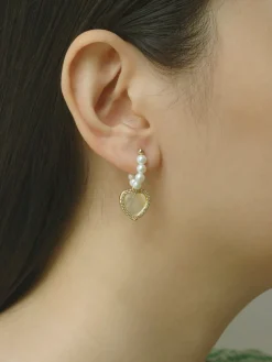 Shell Heart with Pearl Earrings