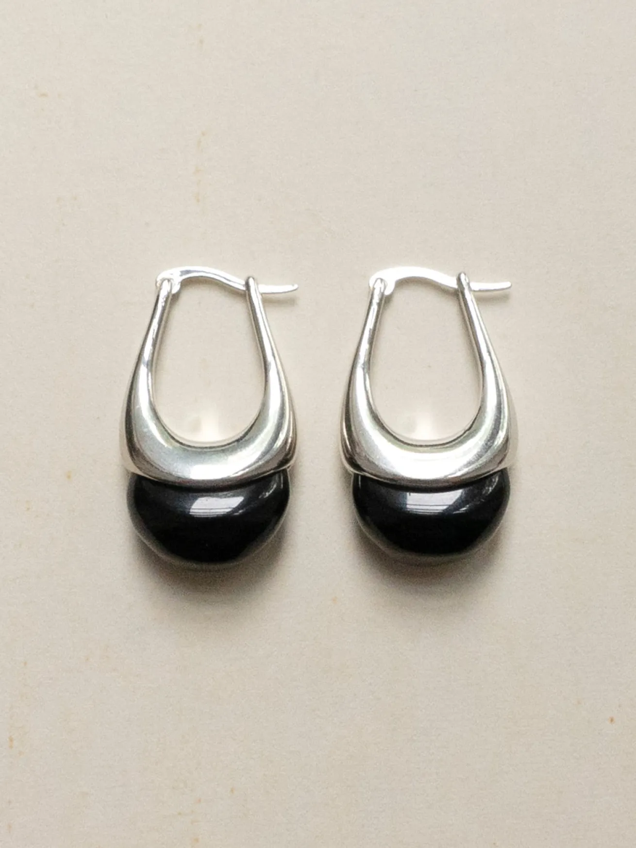 Silver Lucite Hoops - Black