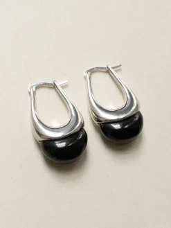 Silver Lucite Hoops - Black