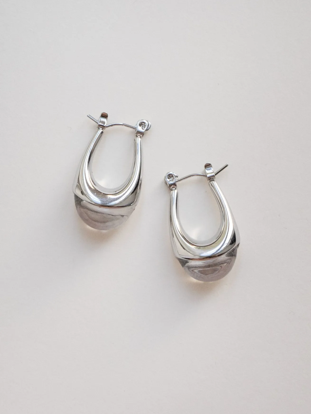 Silver Lucite Hoops - Transparent