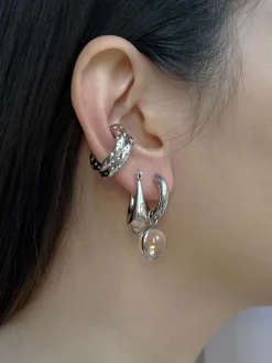 Silver Lucite Hoops - Transparent