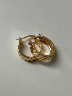Small Wave Gold Hoops