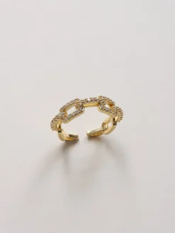 Sparkle Inlaid-Gemstones Chain Ring