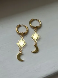 Starburst Crescent Moon Hoops