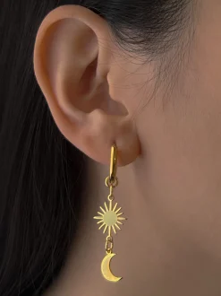 Starburst Crescent Moon Hoops