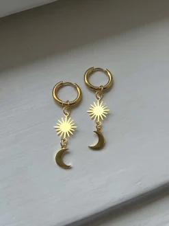 Starburst Crescent Moon Hoops