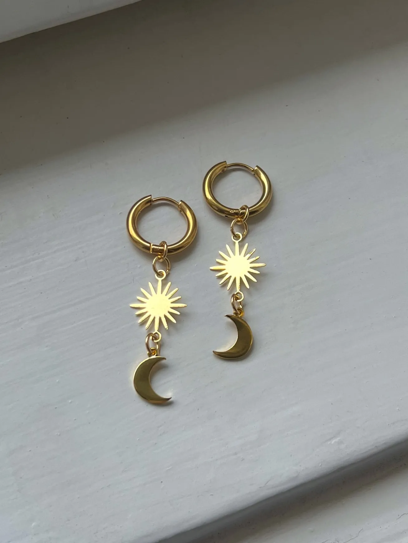 Starburst Crescent Moon Hoops