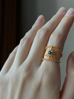 Starburst Stone Ring - Gold