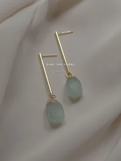 Stone Earrings - Sea Mint *18K Gold-plated