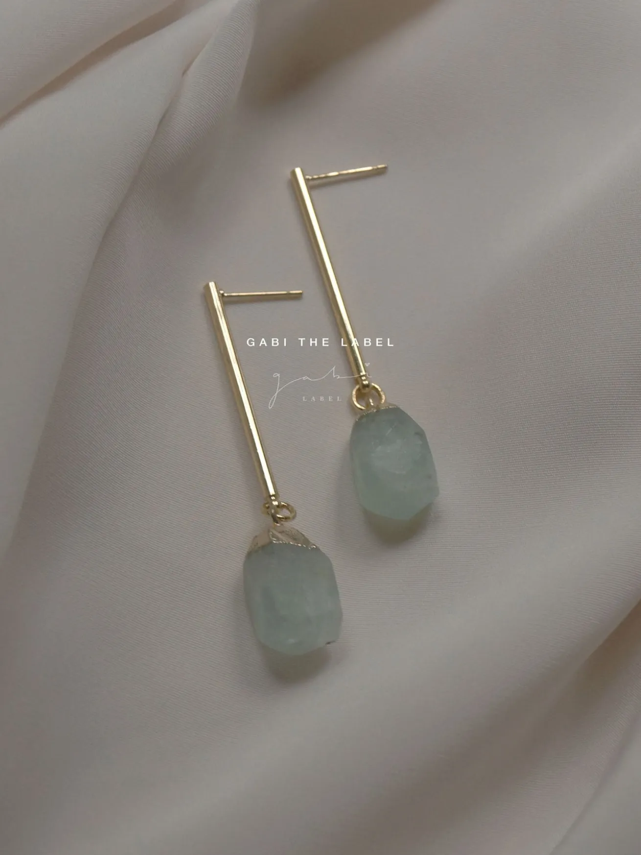 Stone Earrings - Sea Mint *18K Gold-plated