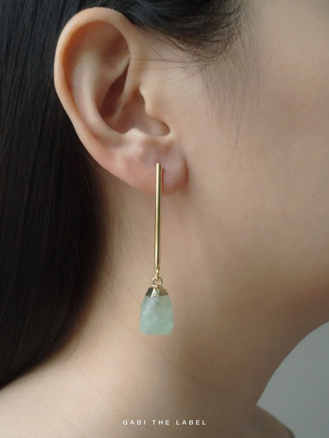 Stone Earrings - Sea Mint *18K Gold-plated