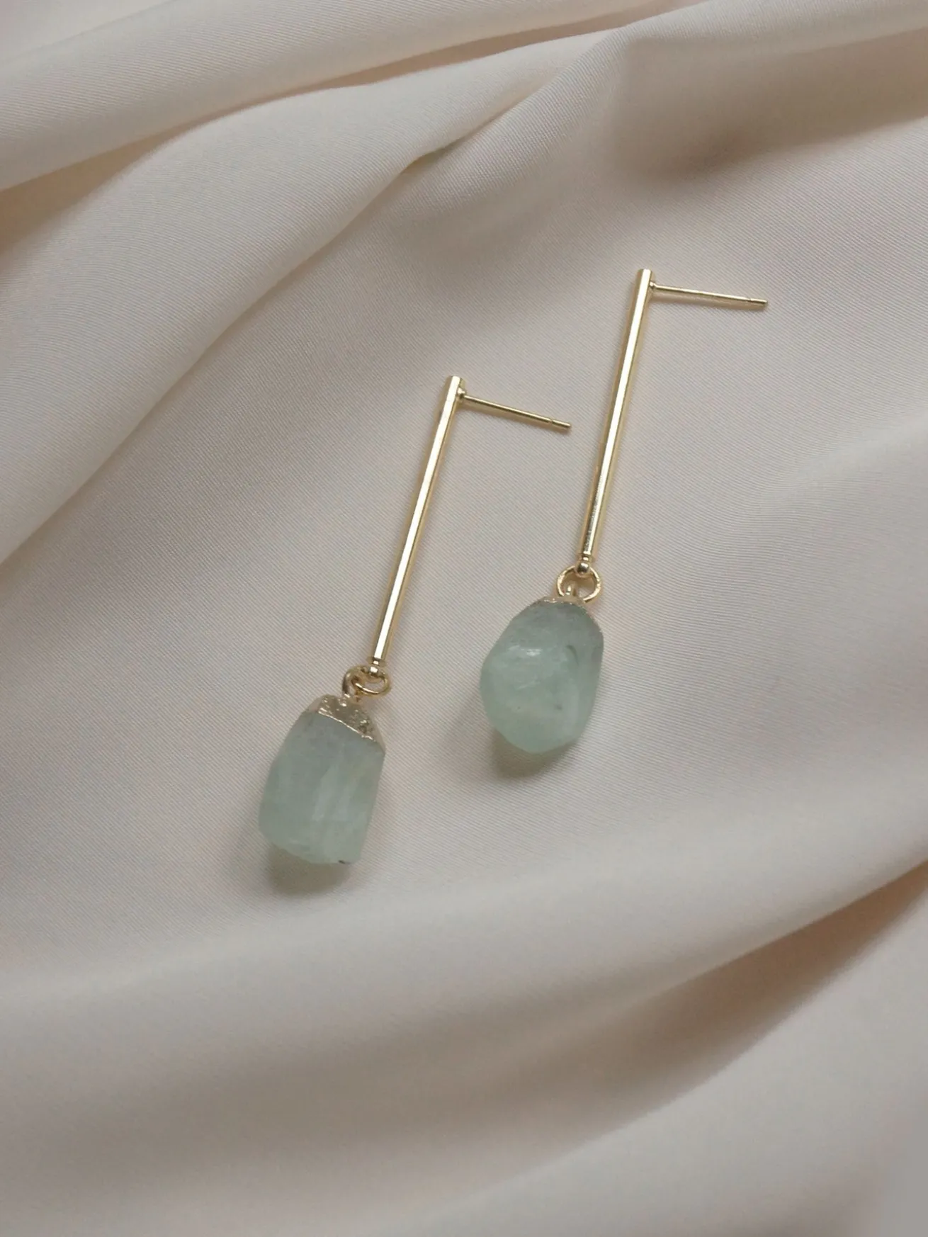 Stone Earrings - Sea Mint *18K Gold-plated