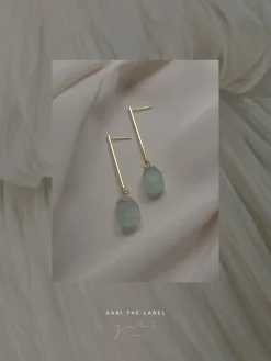 Stone Earrings - Sea Mint *18K Gold-plated