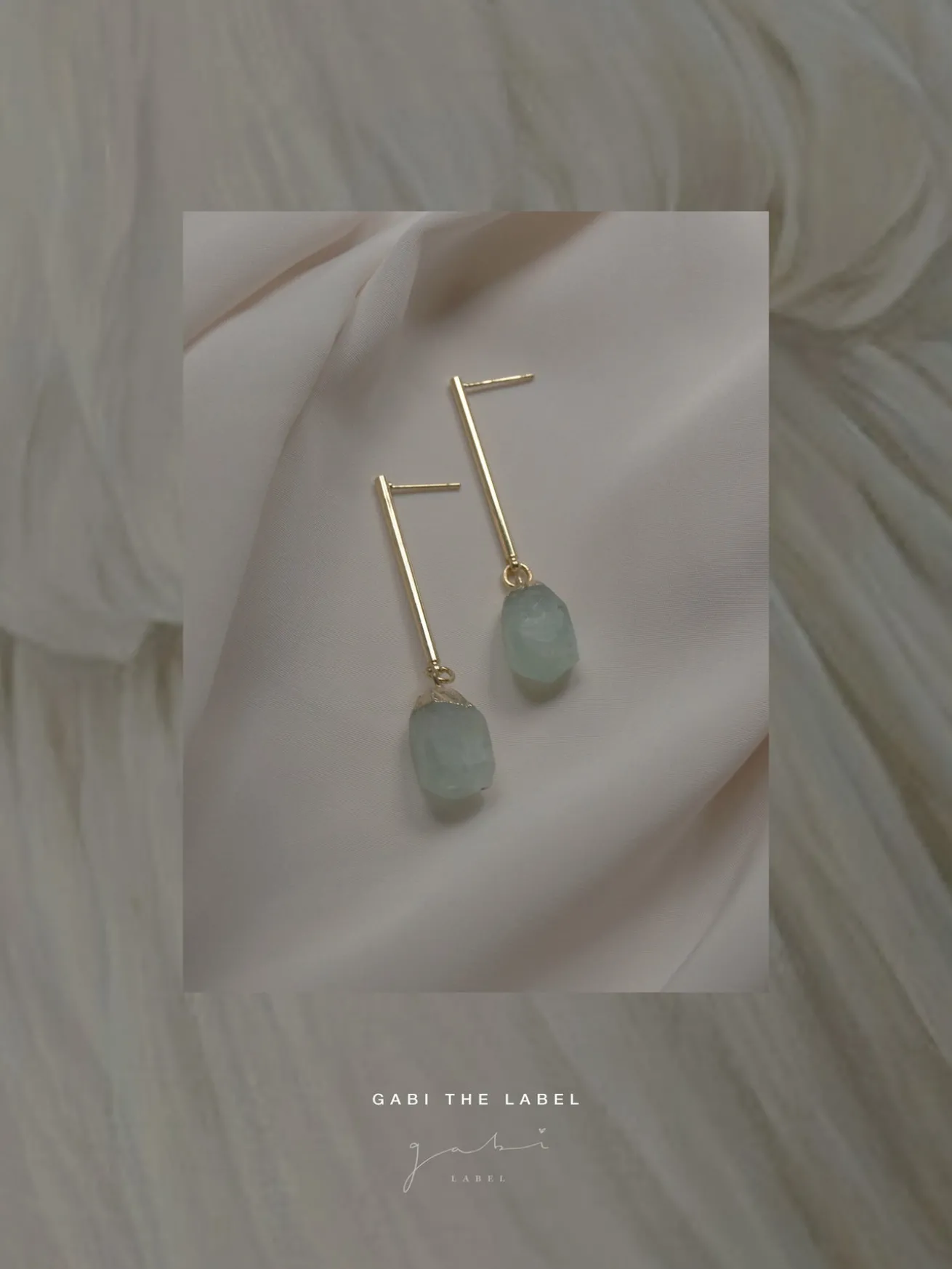 Stone Earrings - Sea Mint *18K Gold-plated
