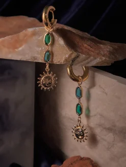 Sun-Moon Asymmetric Gemstone Chunky Hoops
