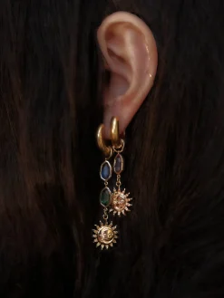 Sun-Moon Gemstone Chunky Hoops - Blue