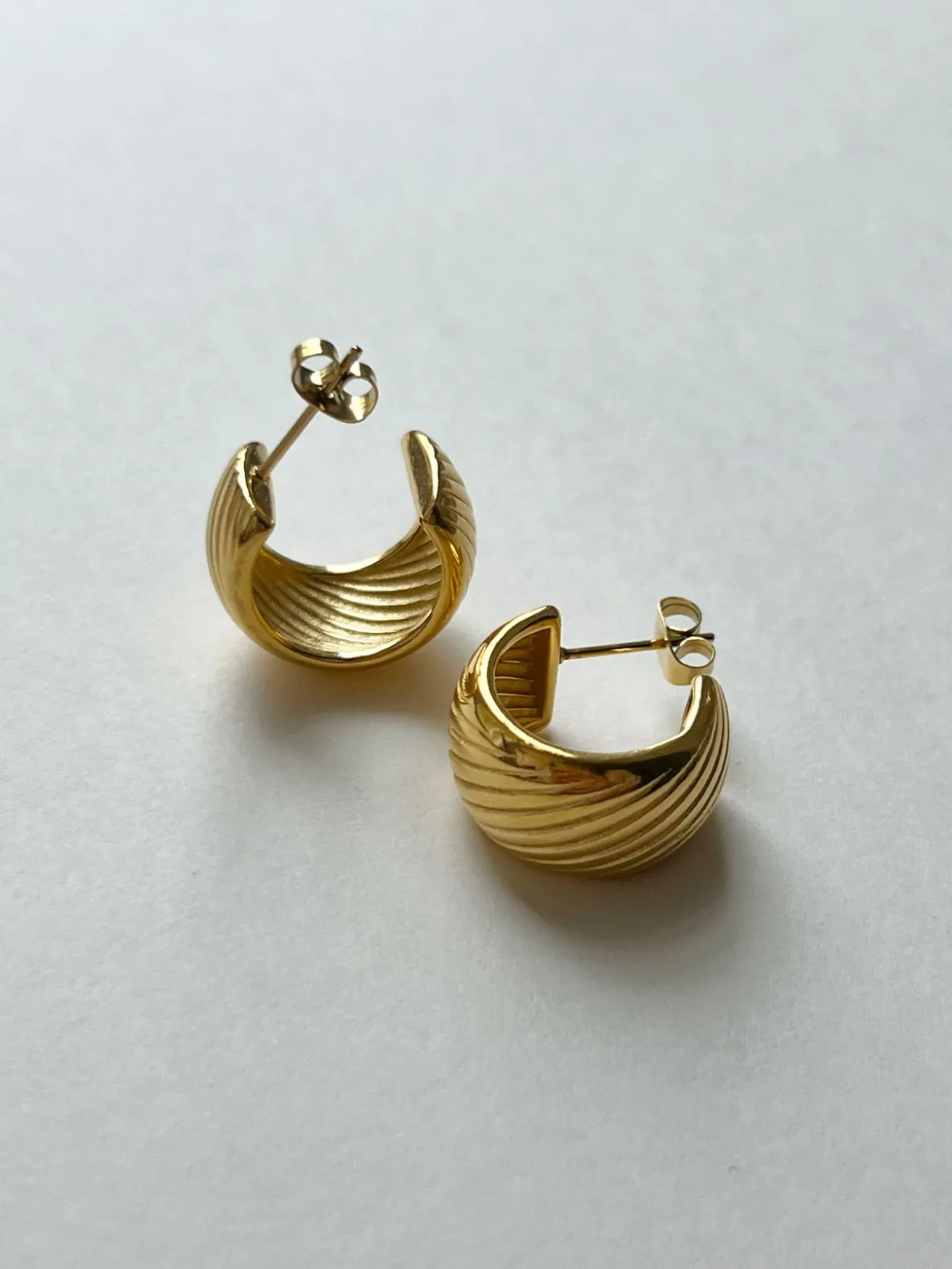Textured Thick Gold Hoops