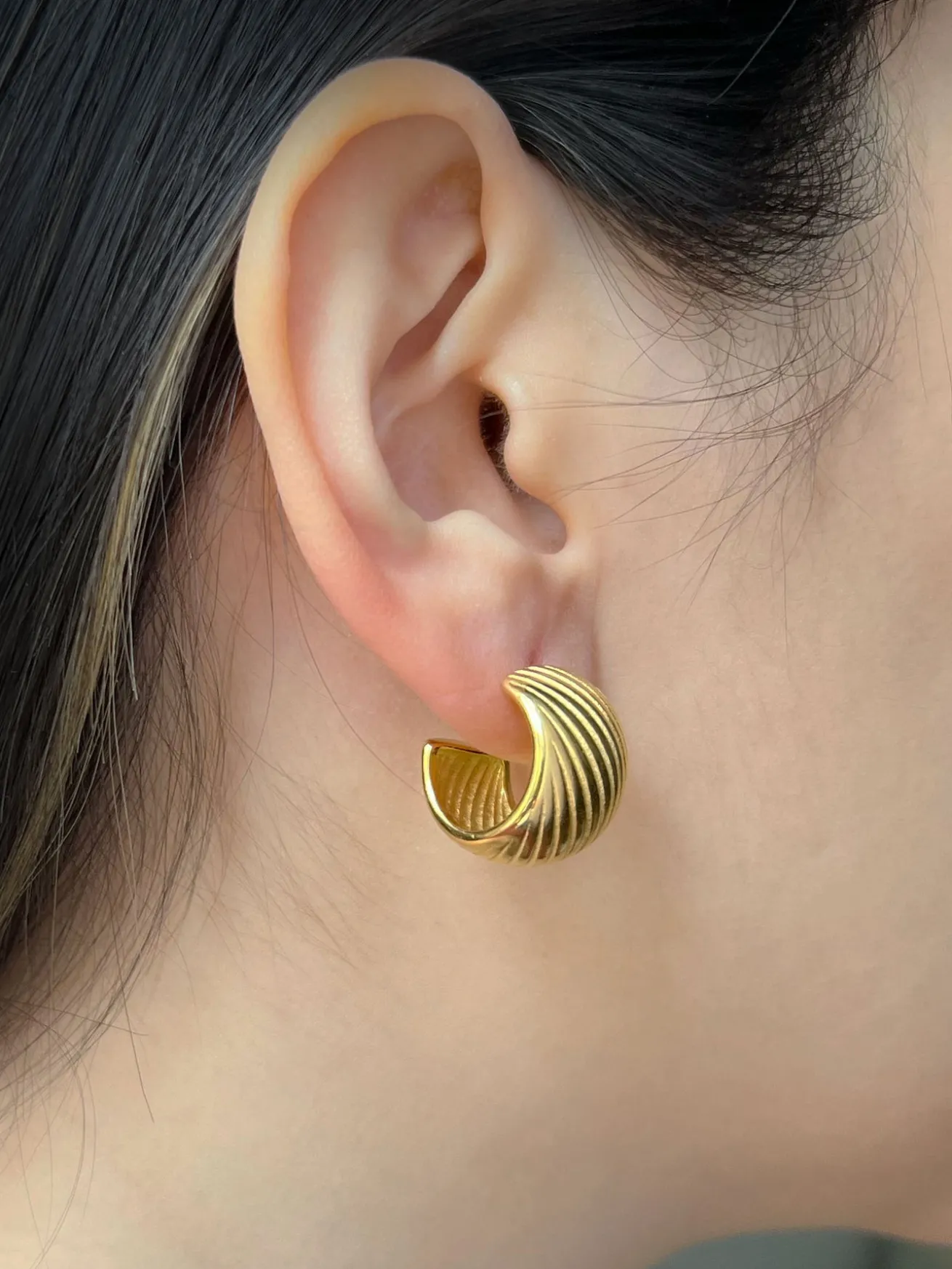 Textured Thick Gold Hoops