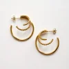 Triple Hoop Earrings - Textured