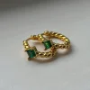 Twist Gemstone Huggies - Emerald Green