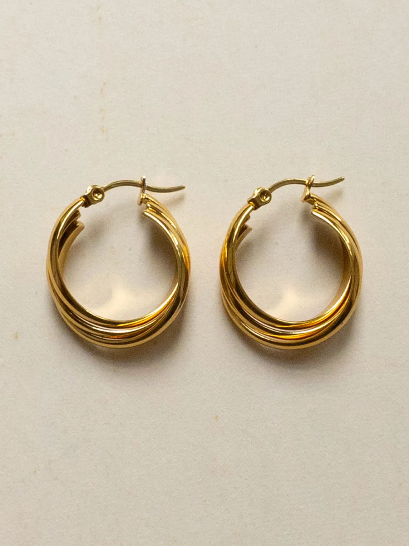 Twist Hoops - Stainless Steel, Gold