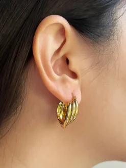 Twist Hoops - Stainless Steel, Gold