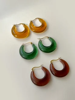 Vintage Acrylic Cradle Hoops - Juniper Green