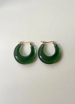 Vintage Acrylic Cradle Hoops - Juniper Green